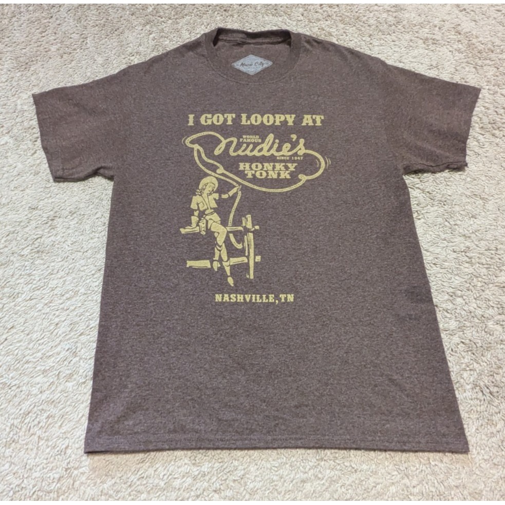 Nudies Honky Tonk Graphic Tee Shirt Sz M Nashville Tn Music City Logo Country